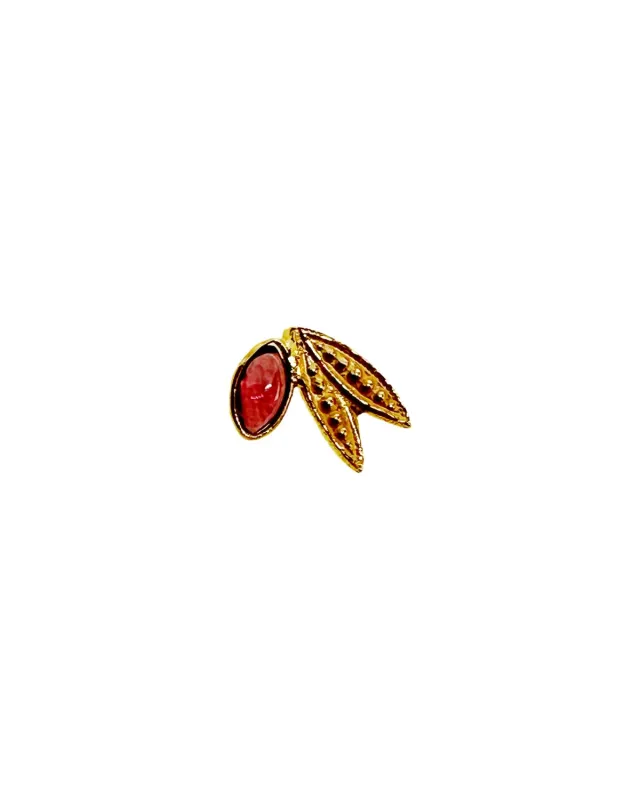 Le Fourbi de Capucine LF108B boucles d'oreilles laiton doré grenat