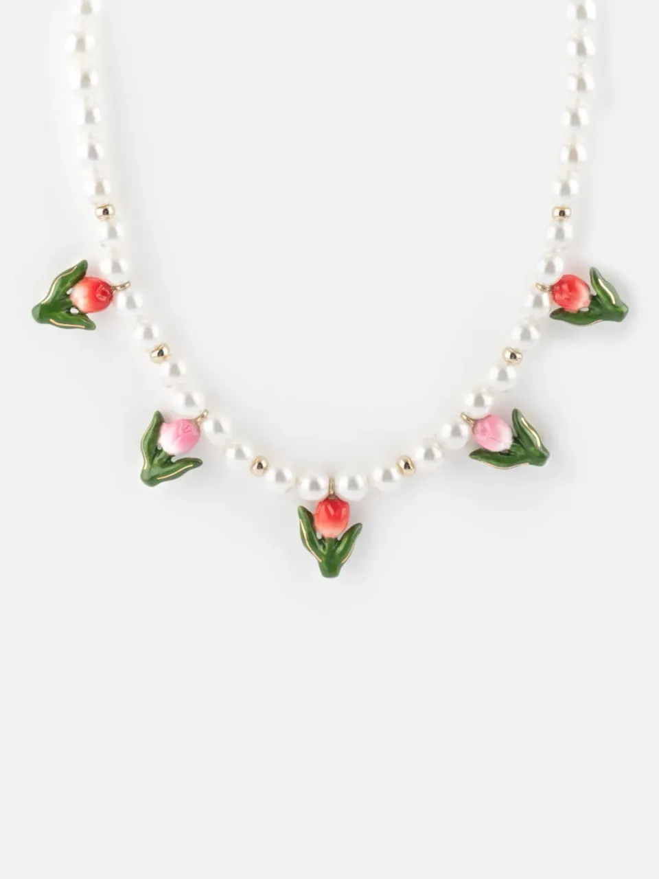 Nach Bijoux tulipes et perles collier porcelaine