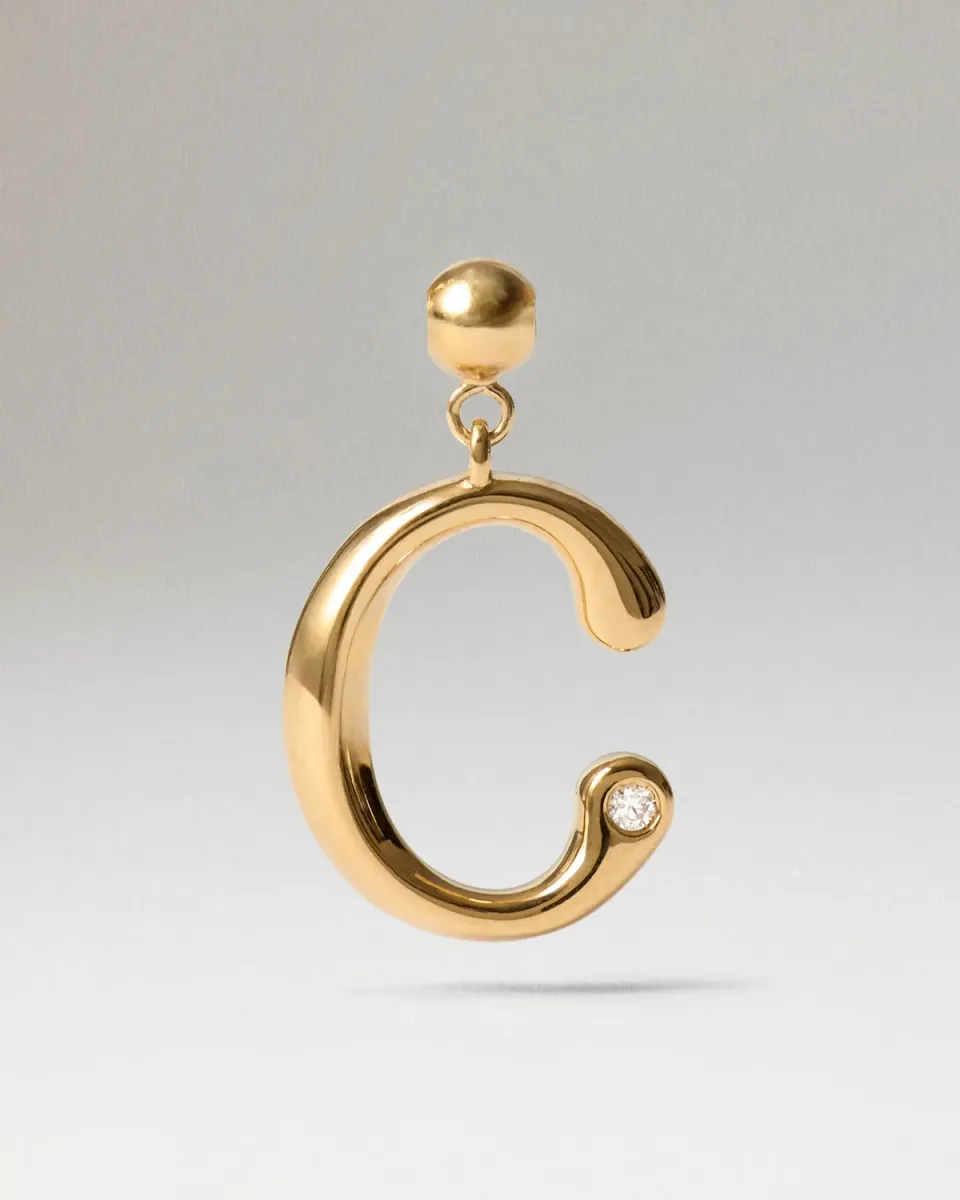 PDPAOLA Initial C charm doré lettre C zirconia