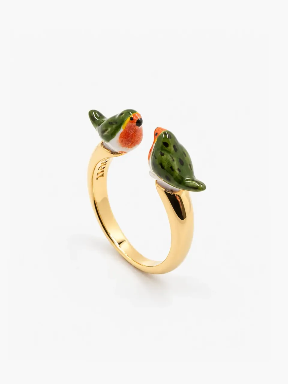 Nach Bijoux FaceToFace bague rouge-gorge porcelaine dorée