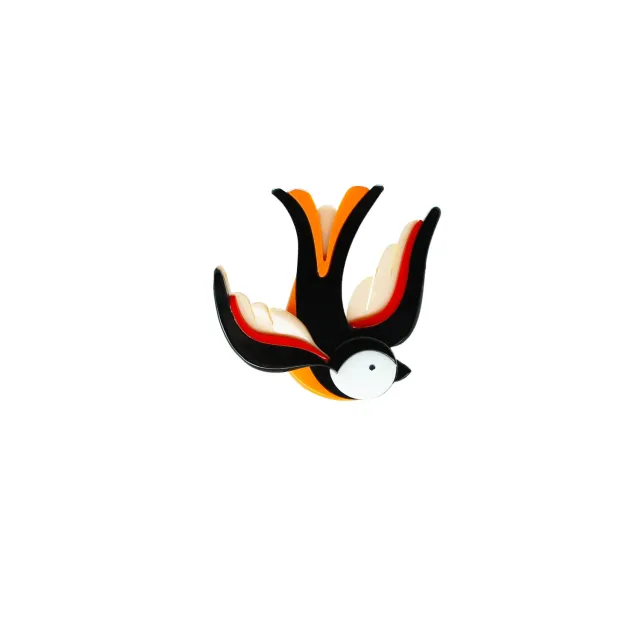 Nao de Paris Swallow Orange broche hirondelle acrylique