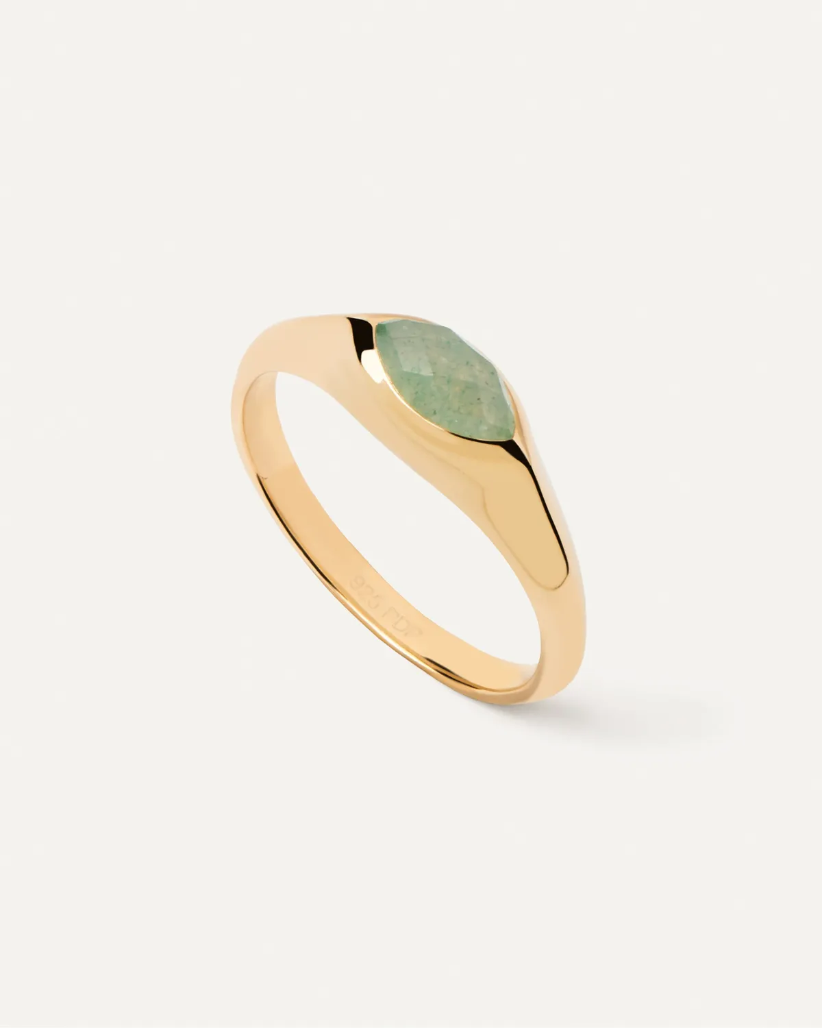 PDPAOLA Nomad Stamp bague aventurine verte tailles 8-18