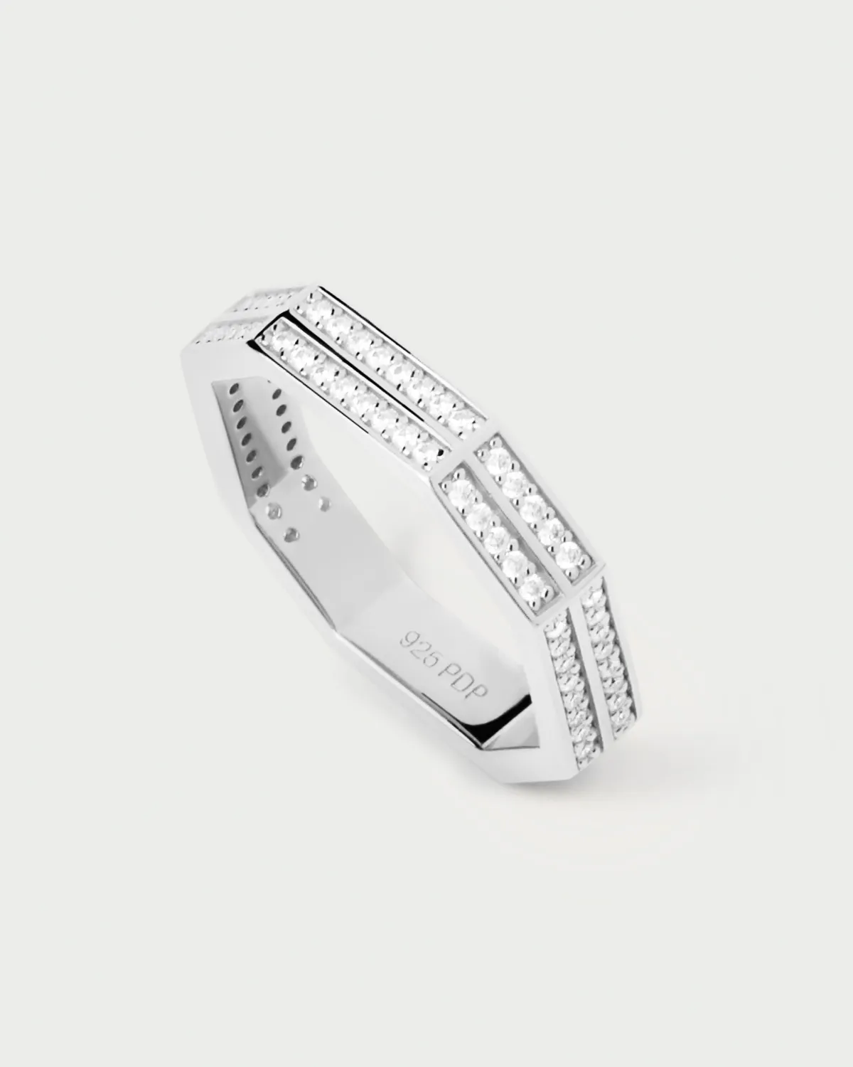 PDPAOLA Olympia bague argent zirconia blanche taille 8-18