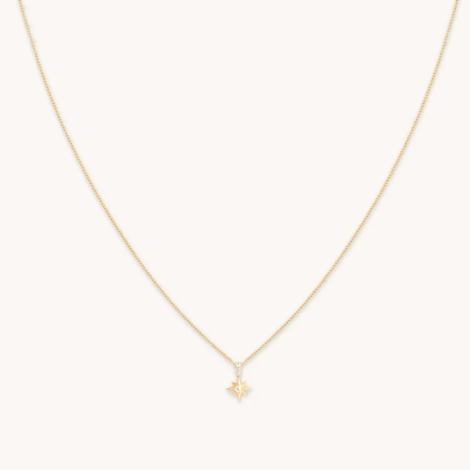 Astrid & Miyu White Topaz Star Pendant collier or massif