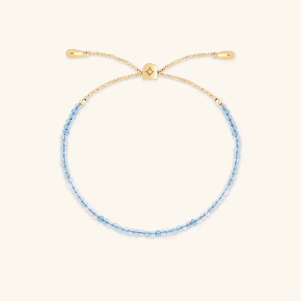 Astrid & Miyu Aquamarine March bracelet perles or massif