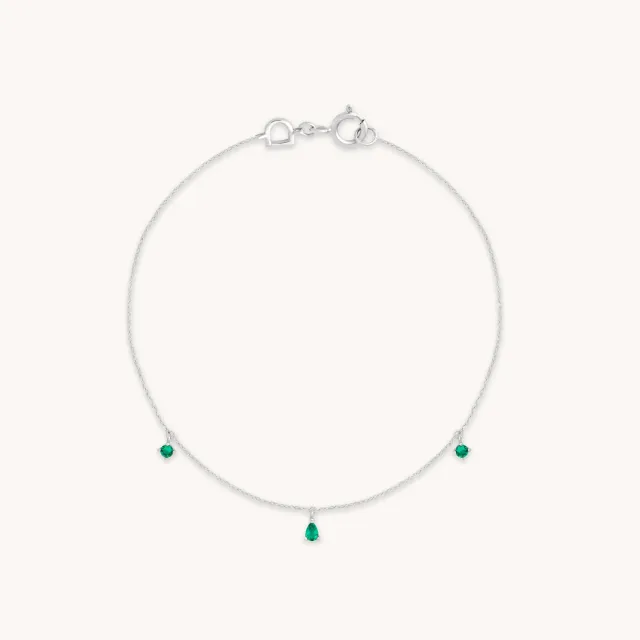 Astrid & Miyu Emerald Charm bracelet or blanc émeraude