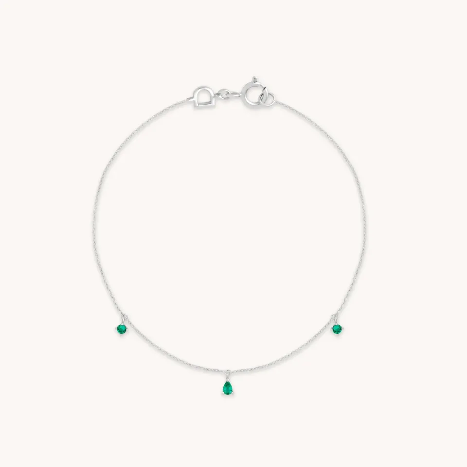 Astrid & Miyu Emerald Charm bracelet or blanc émeraude