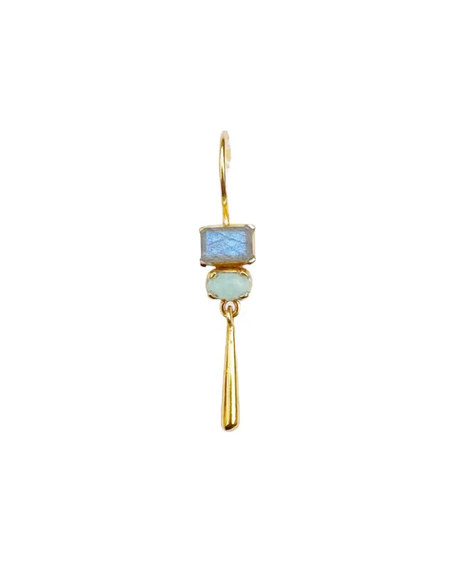 Le Fourbi de Capucine P60 boucles d'oreilles laiton doré larimar