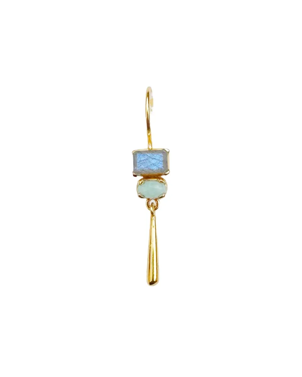 Le Fourbi de Capucine P60 boucles d'oreilles laiton doré larimar