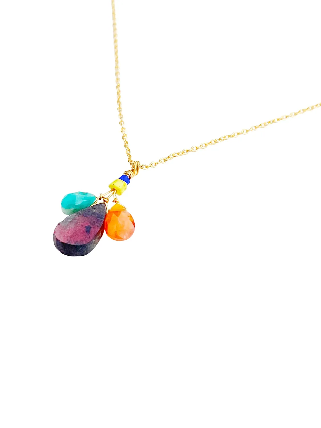 Le Fourbi de Capucine B21_28 collier laiton doré amazonite