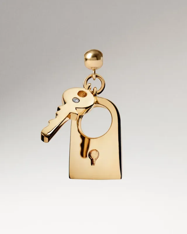 PDPAOLA Padlock charm doré cadenas clé zirconia