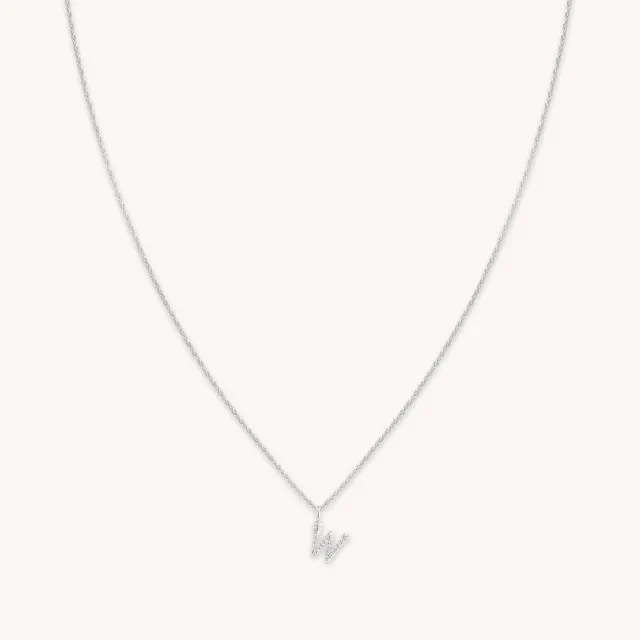 Astrid & Miyu W Initial Pavé collier argent initiale W