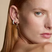 Astrid & Miyu Sun Hoops boucles oreilles agate bleue doré