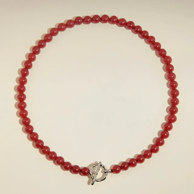 Astrid & Miyu Sunset Red collier perles argent