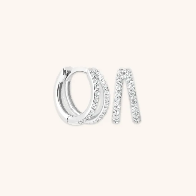 Astrid & Miyu Illusion créoles huggies pavé diamants blanc