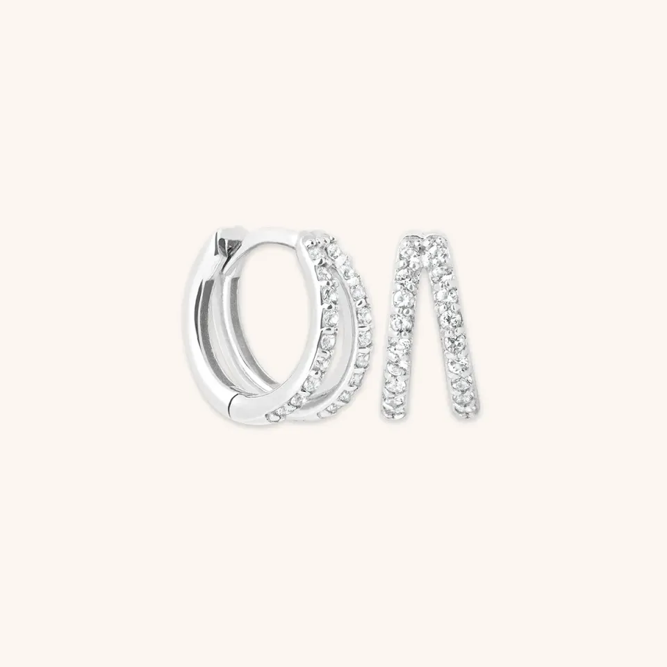 Astrid & Miyu Illusion créoles huggies pavé diamants blanc