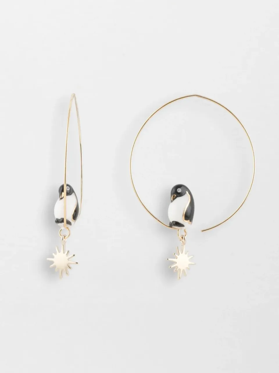 Nach Bijoux Arctique grandes créoles pingouin porcelaine