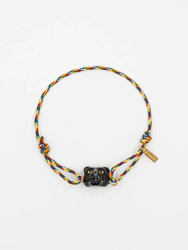 Nach Bijoux Panthère noire bracelet cordon multicolore ajustable