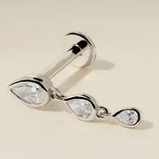 Astrid & Miyu Diamond Pear Drop Stud boucle or blanc diamant