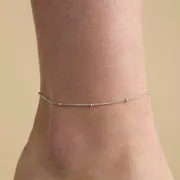 Astrid & Miyu Essential Beaded Chain Anklet bracelet cheville argent