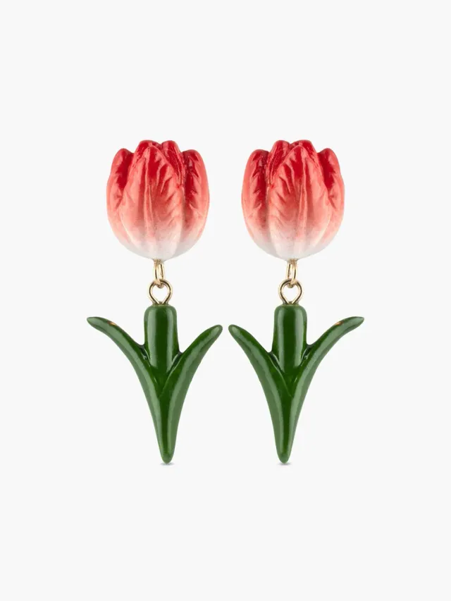 Nach Bijoux Tulipe boucles d'oreilles pendantes porcelaine peinte