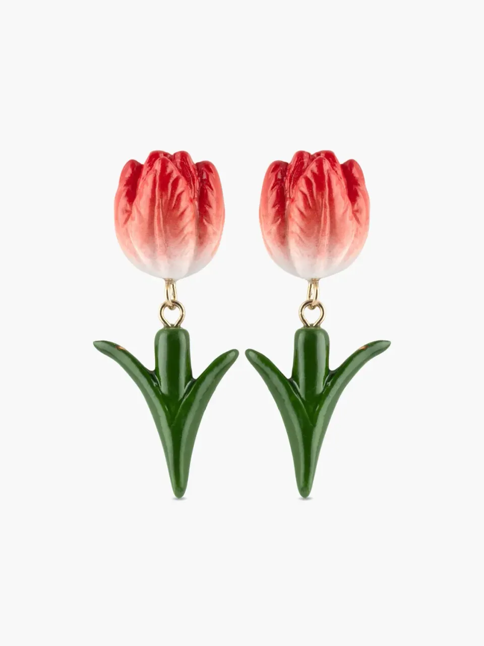 Nach Bijoux Tulipe boucles d'oreilles pendantes porcelaine peinte
