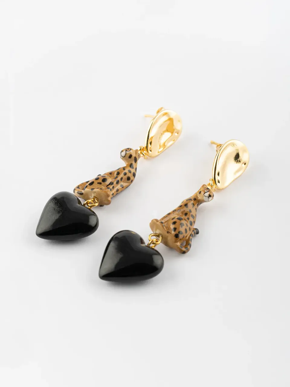 Nach Bijoux Premier amour guépard boucles d'oreilles pendantes noires