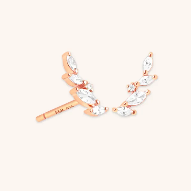 Astrid & Miyu Navette Crystal Climber boucles or rose