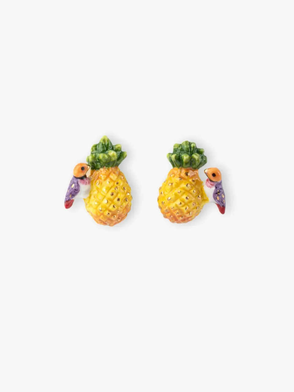 Nach Bijoux Ananas oiseau puces boucles d’oreilles porcelaine 2 cm