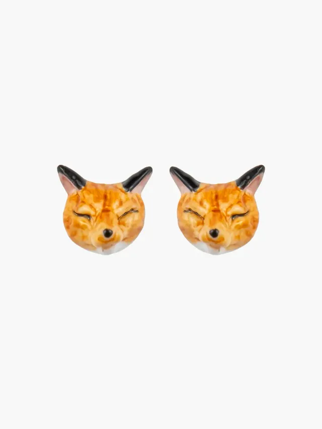 Nach boucles d'oreilles puces renard orange 1 cm