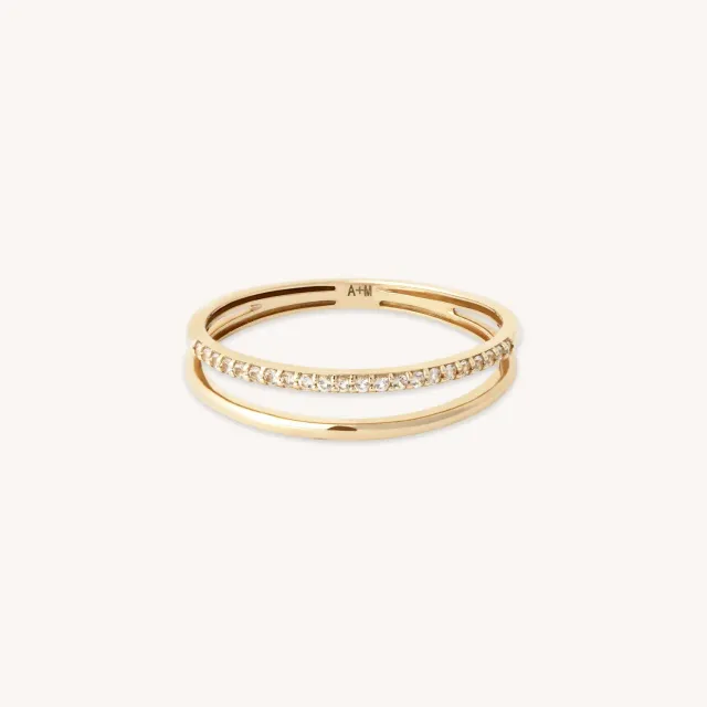Astrid & Miyu Illusion Topaz Band bague or massif