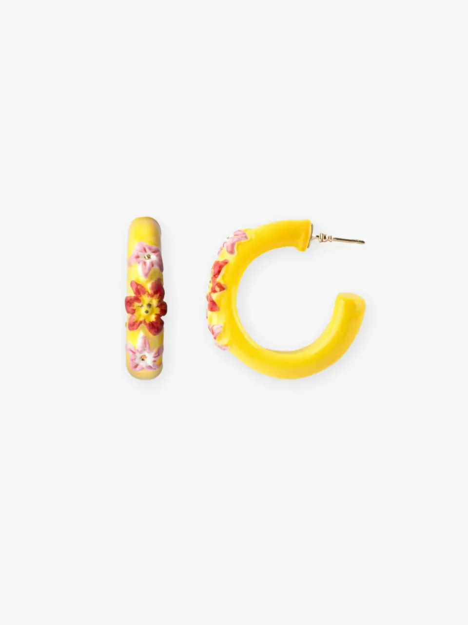 Nach Bijoux Tropical Créoles jaunes fleurs boucles 3,1 cm paire