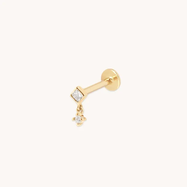 Astrid & Miyu Diamond Bezel Charm clou piercing or massif