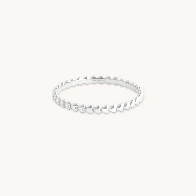Astrid & Miyu Heart Band Ring bague or blanc massif cœur
