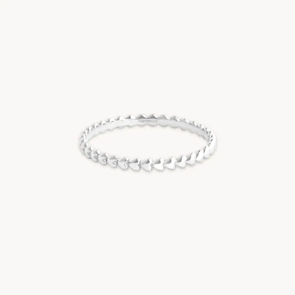 Astrid & Miyu Heart Band Ring bague or blanc massif cœur