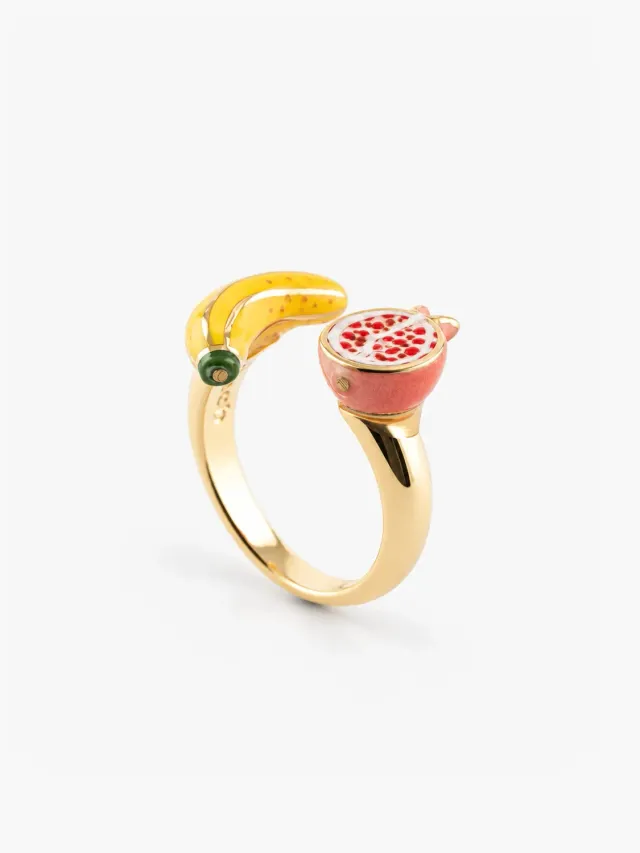 Nach Bijoux banane grenade bague FaceToFace ajustable porcelaine