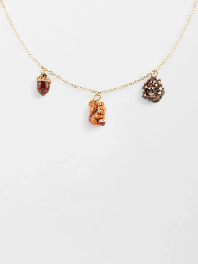 Nach Bijoux écureuil gland collier pin 44 cm
