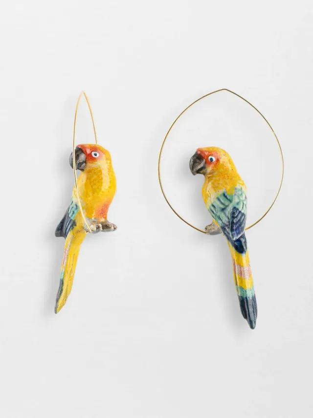 Nach Bijoux conure soleil grandes créoles boucles d'oreilles jaune