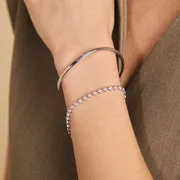 Astrid & Miyu Heart Bezel bracelet tennis argent coeurs