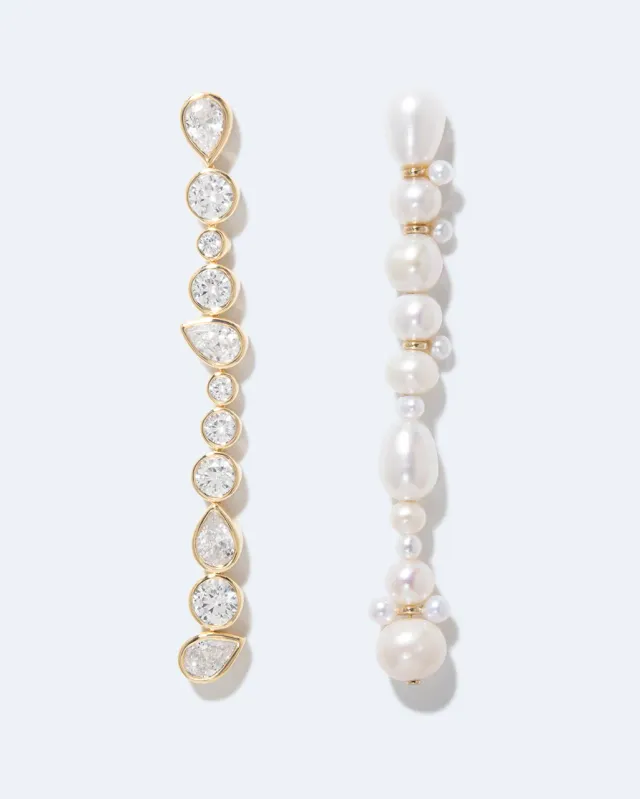 Completedworks Glitch boucles perle zirconia vermeil dépareillées