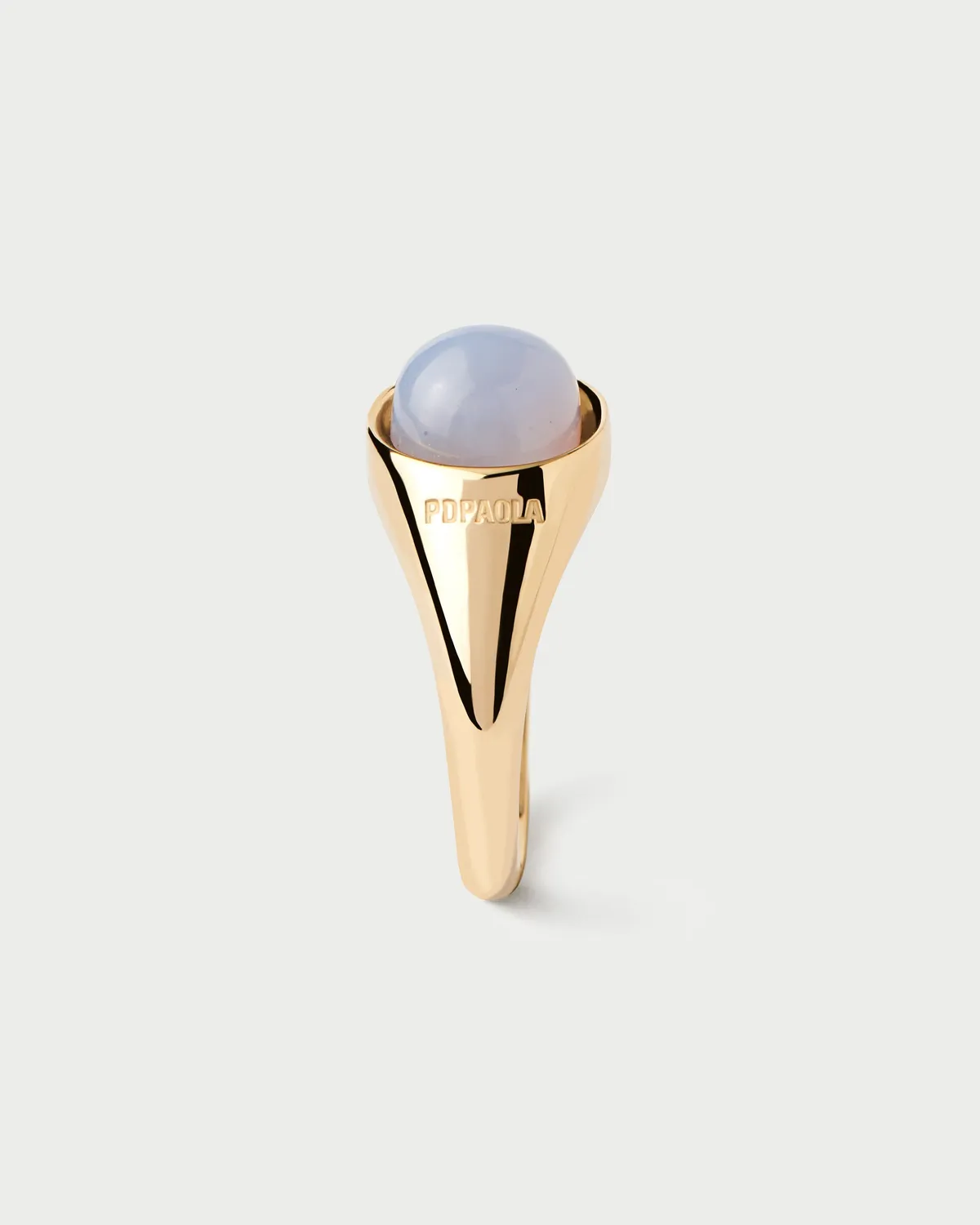 PDPAOLA Aqua Moon bague agate bleue taille 12 dorée