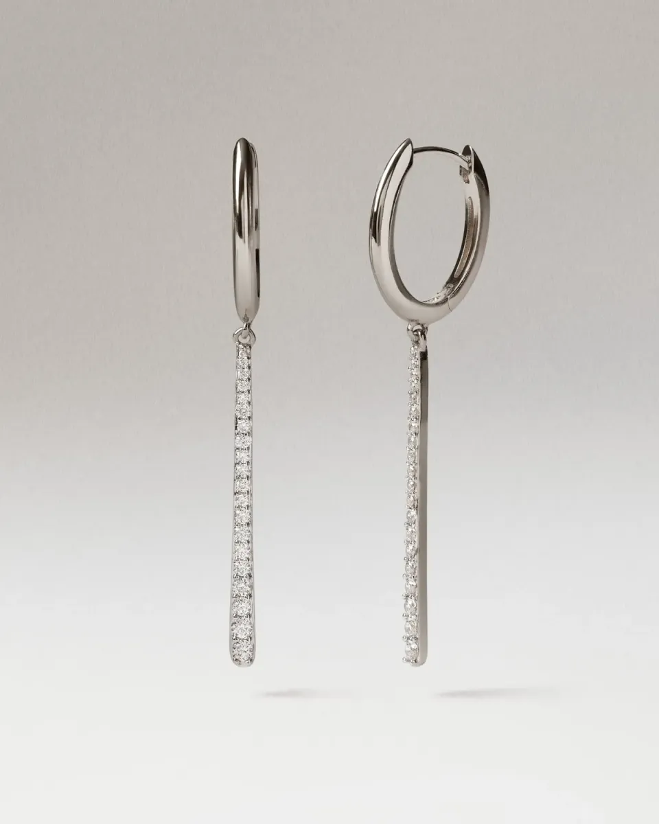 PDPAOLA Olga boucles d’oreilles argent zircone blanche 50 mm