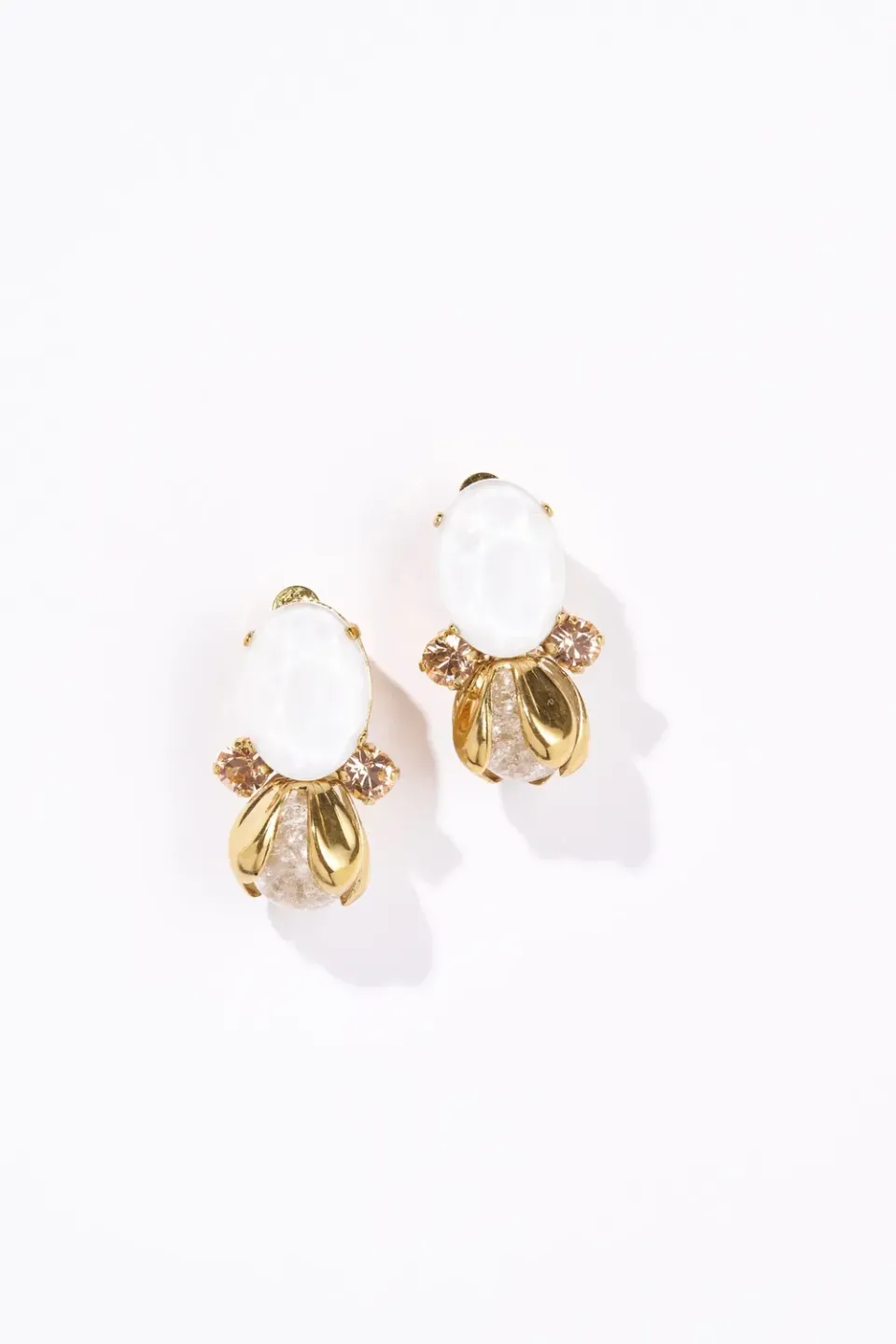 Philippe Ferrandis Neroli boucles clips émail blanc