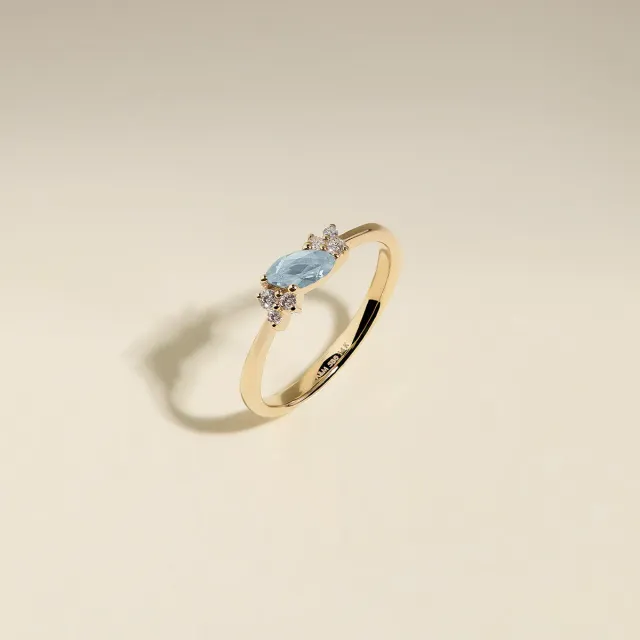 Astrid & Miyu March Milestone bague or aigue-marine