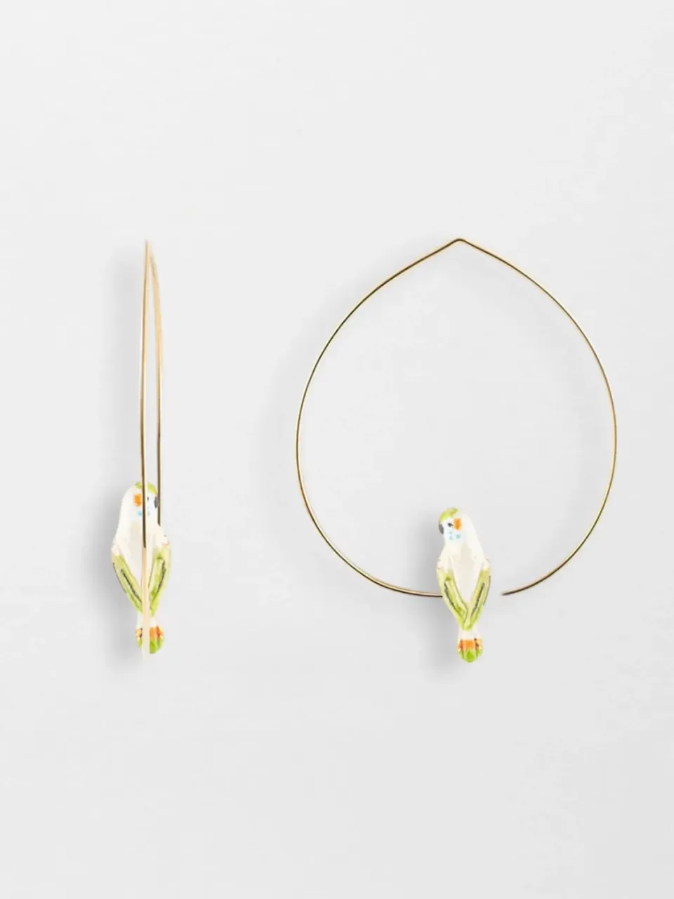Nach Bijoux Grandes créoles perruche blanche boucles d'oreilles porcelaine