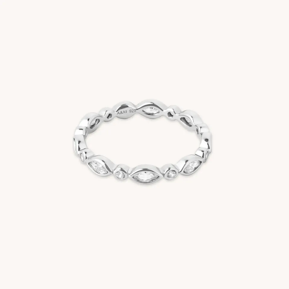 Astrid & Miyu Navette Crystal bague argent cristal navette