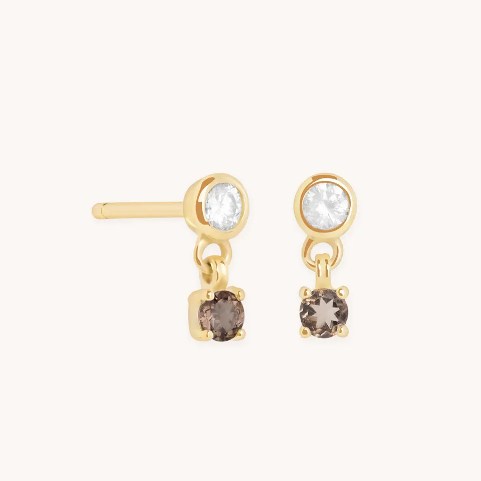 Astrid & Miyu Diamond Quartz clous diamant quartz or massif