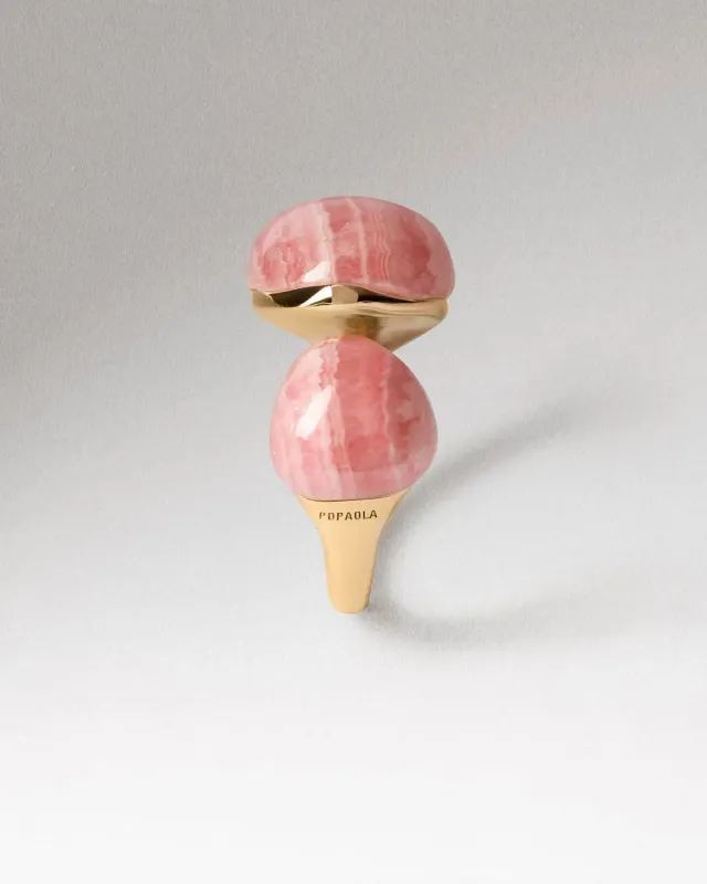 PDPAOLA Rhodochrosite Gravity bague pierre rose dorée