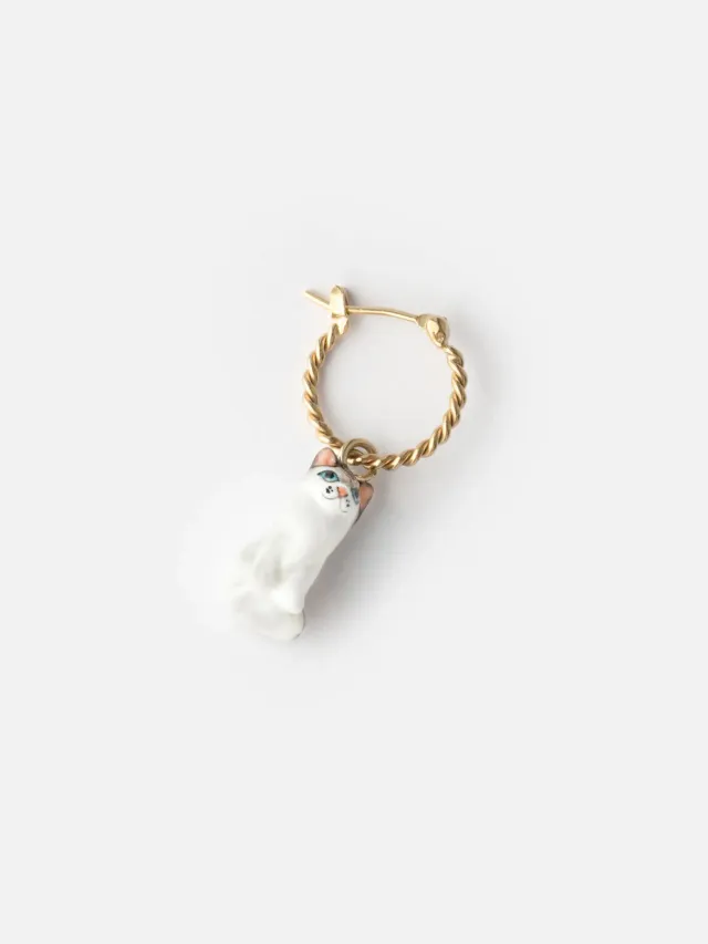 Nach Bijoux Mini créole chat Ragdoll boucle d'oreille unité porcelaine