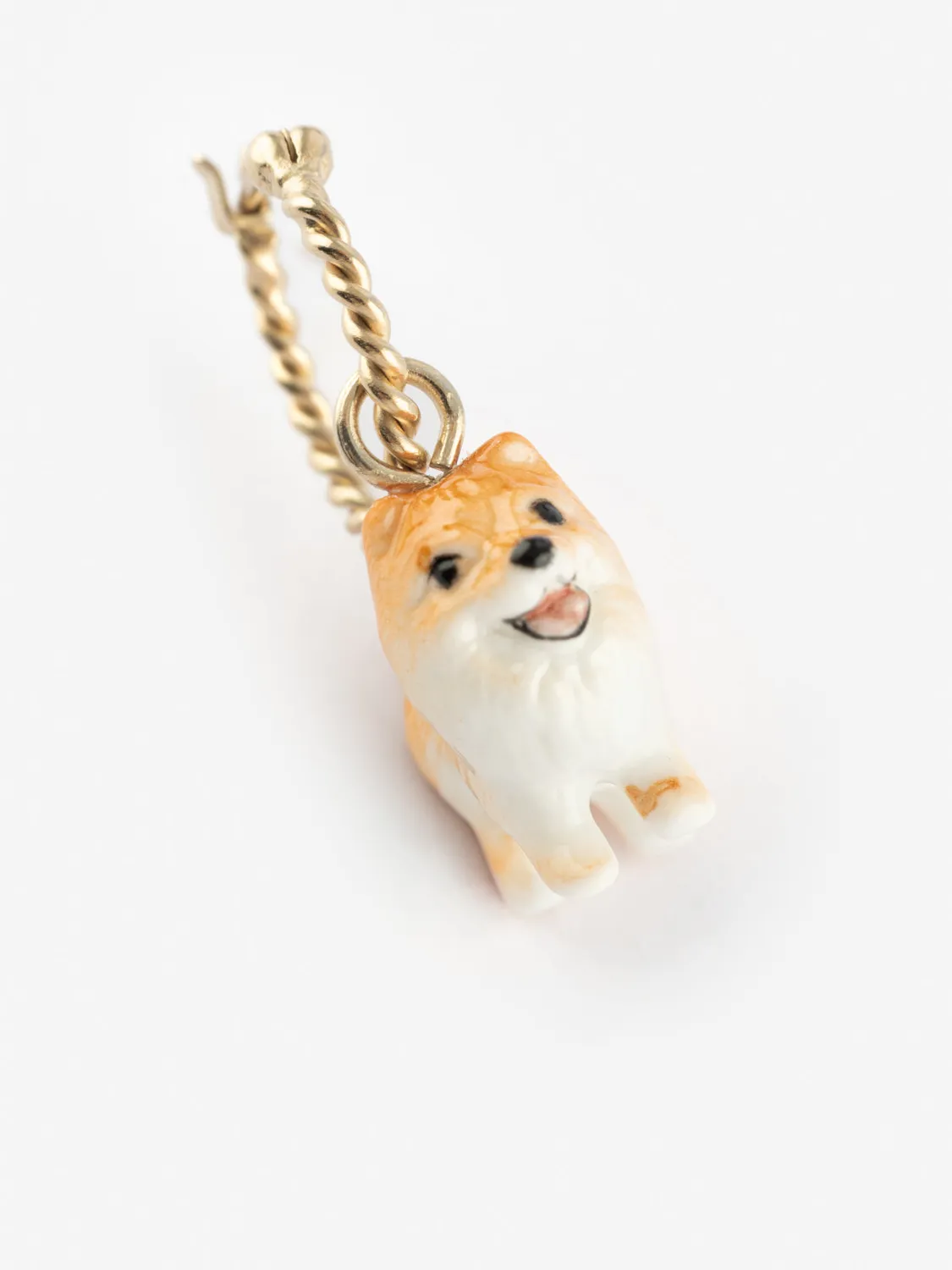 Nach Bijoux Chien Spitz mini créole porcelaine